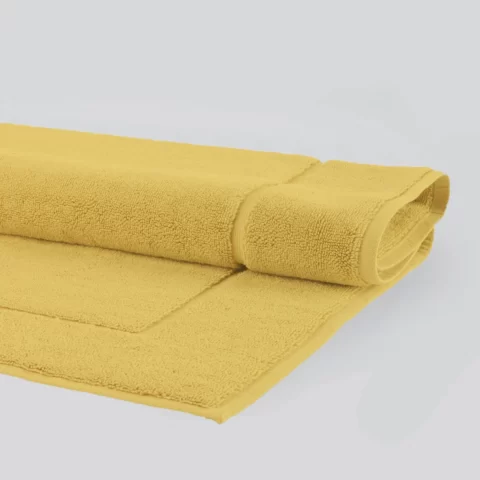 Medvilninis vonios kilimėlis London, 60x100, geltonas, neslystantis, 100% egiptietiška medvilnė, tankis 1200 gr/m²