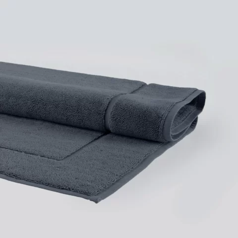 Medvilninis vonios kilimėlis London, 60x100, pilkas, neslystantis, 100% egiptietiška medvilnė, tankis 1200 gr/m²